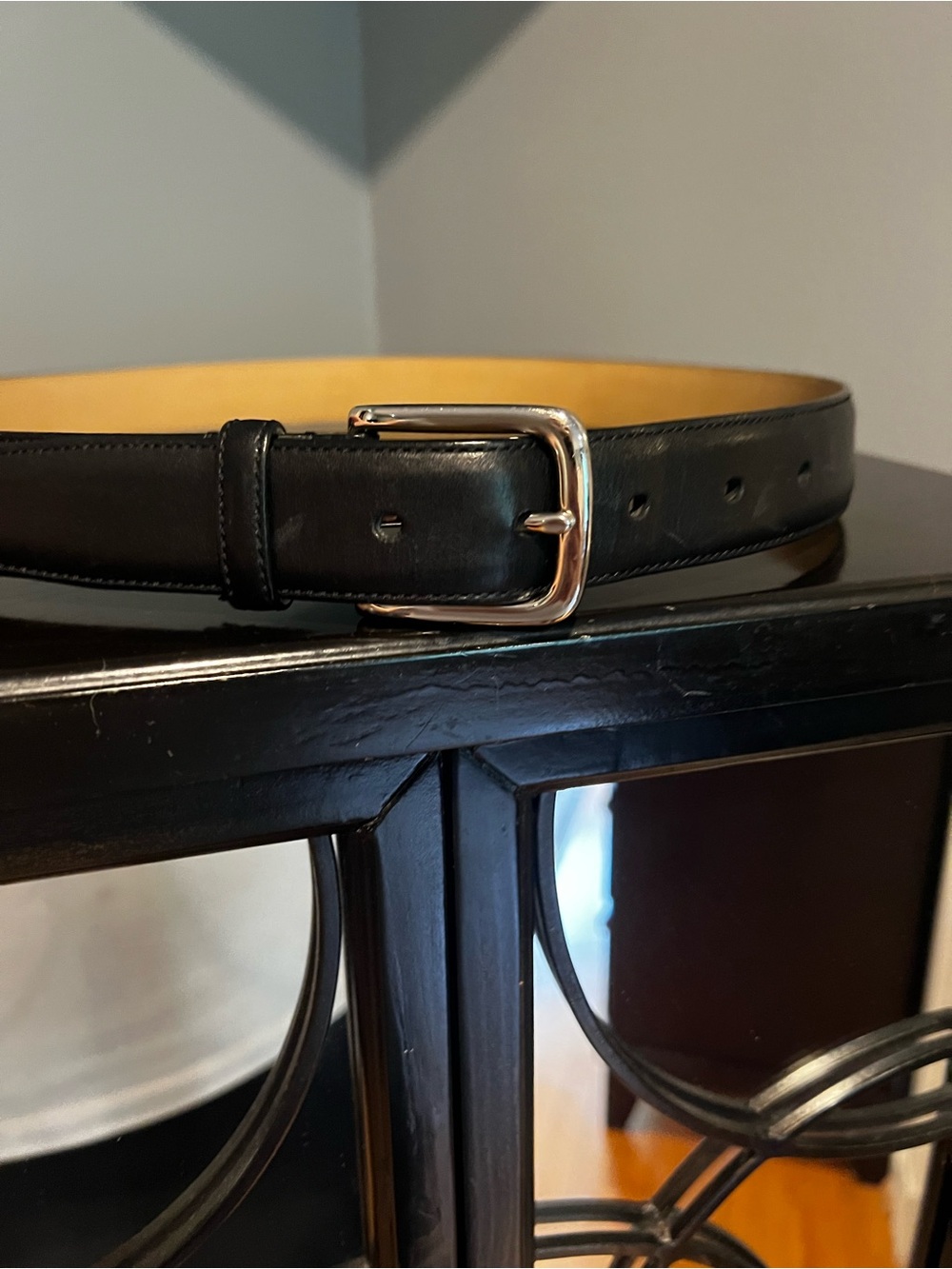 Coach Harness Buckle Black Leather Belt